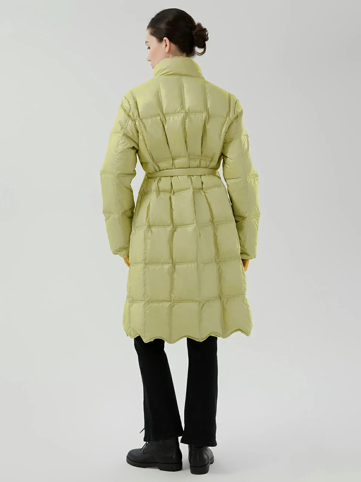 Lightweight Goose Down Coat With Belt