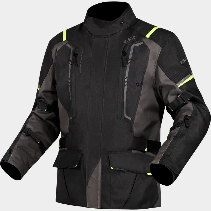 LS2 Narvik Textile Jacket Grey / Black / Hi-Viz Yellow