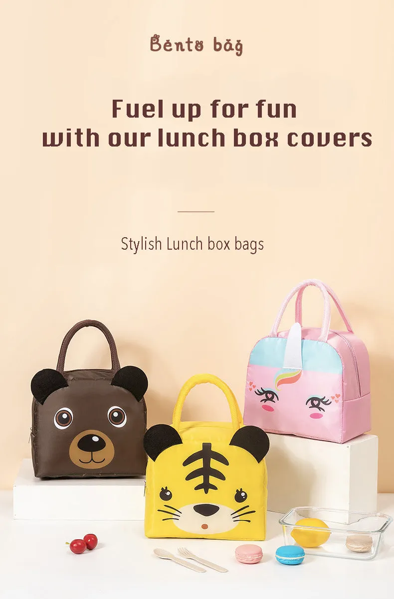 Lunch Box Insulated Bag Soft Leakproof Lunch Bag for Kids Men Women, Durable Thermal Lunch Pail for School Work Office | Fit 6 Cans-Coffee Bear