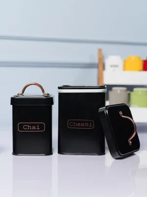 Market99 Black Chai   Chini Jar Set