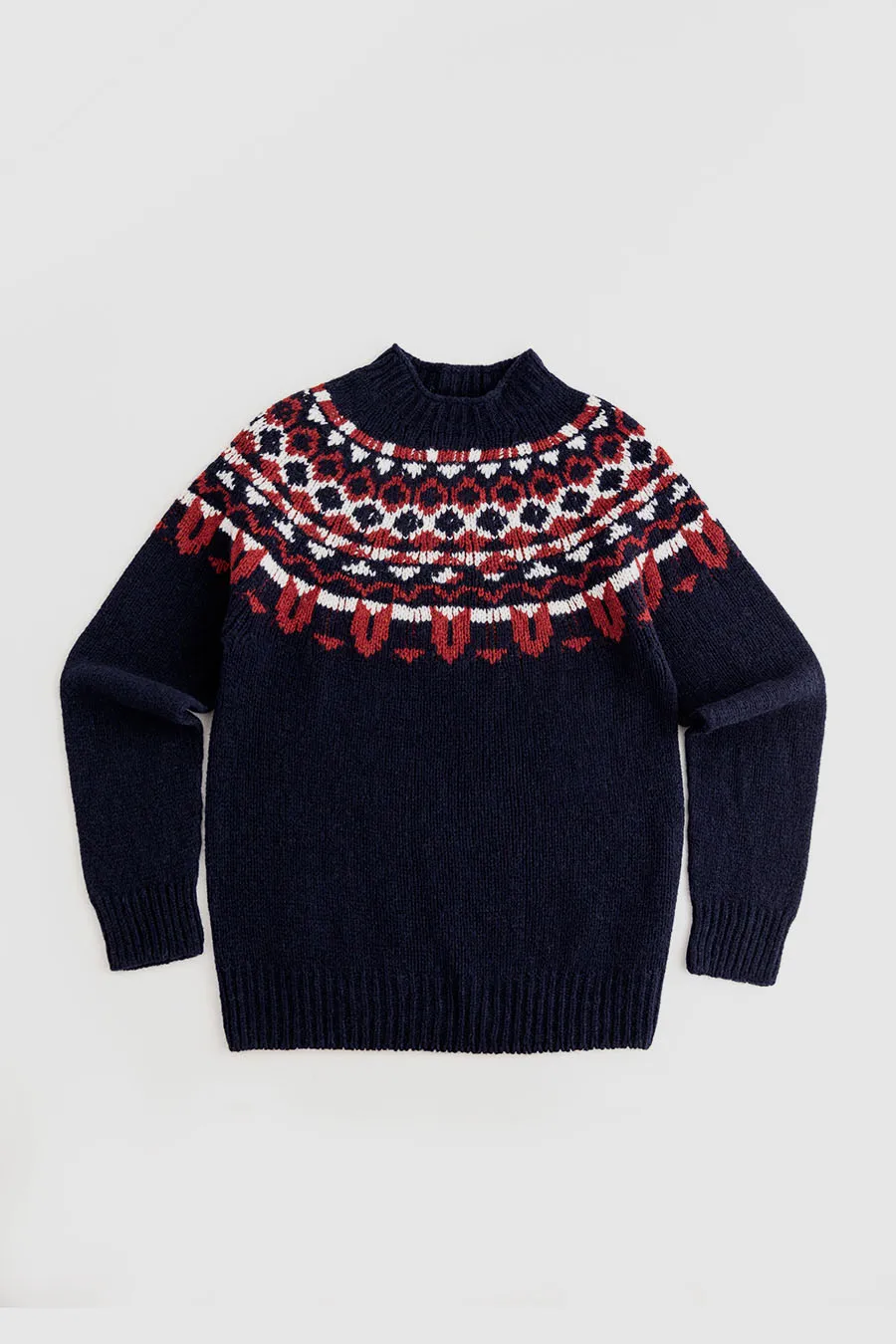 Mens Fair isle Brodgar Yoke Jumper - Navy blue