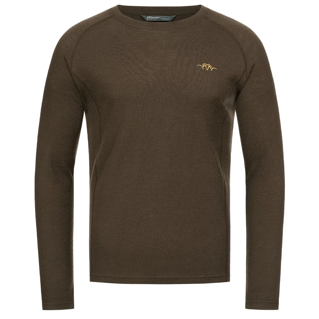 Merino Base Layer Roundneck - Dark Brown by Blaser