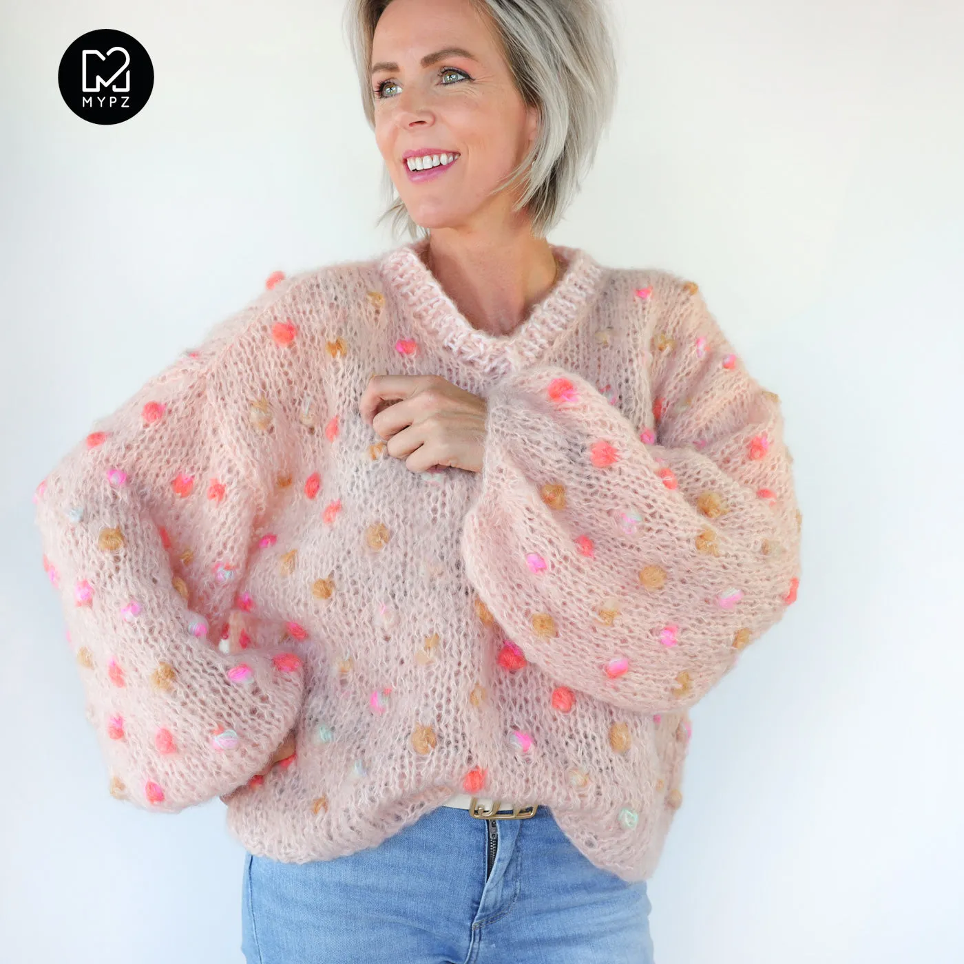 MYPZ Light Mohair v-neck Pullover Dahlia