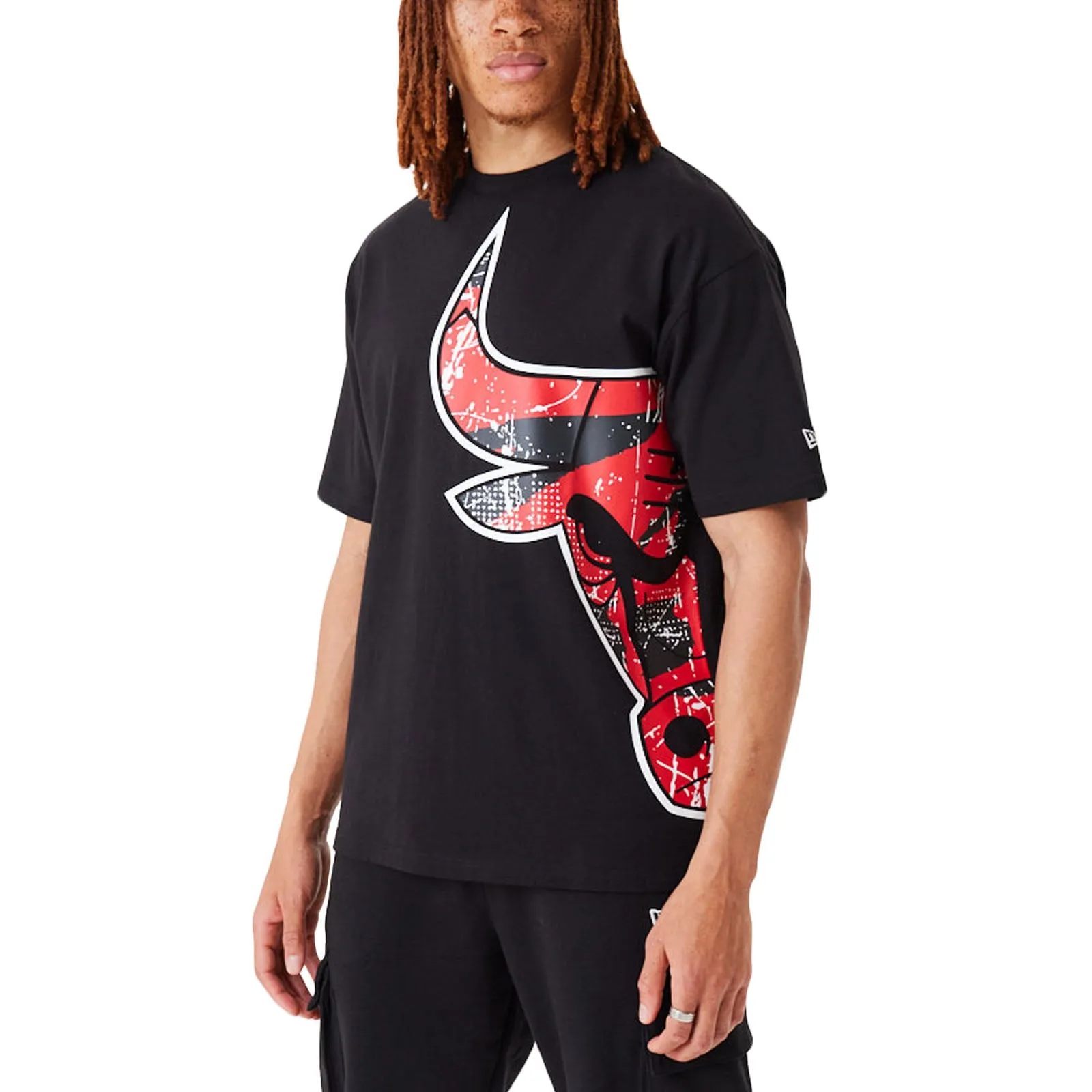 New Era Mens Chicago Bulls Large Team Logo T-Shirt - Black