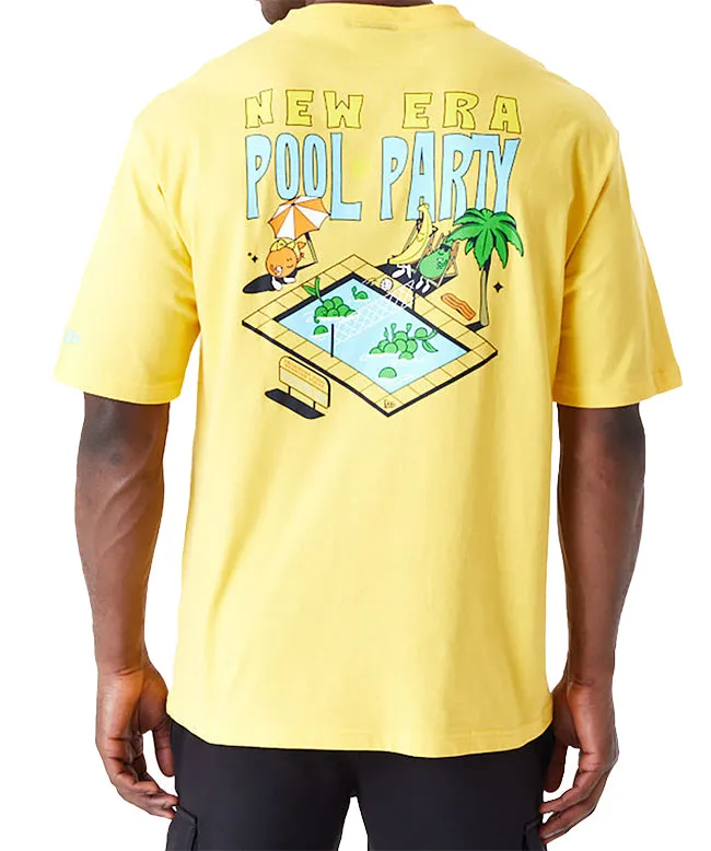 New Era Mens Pool Party Fruit Graphic Yellow Oversized T-Shirt Yellow