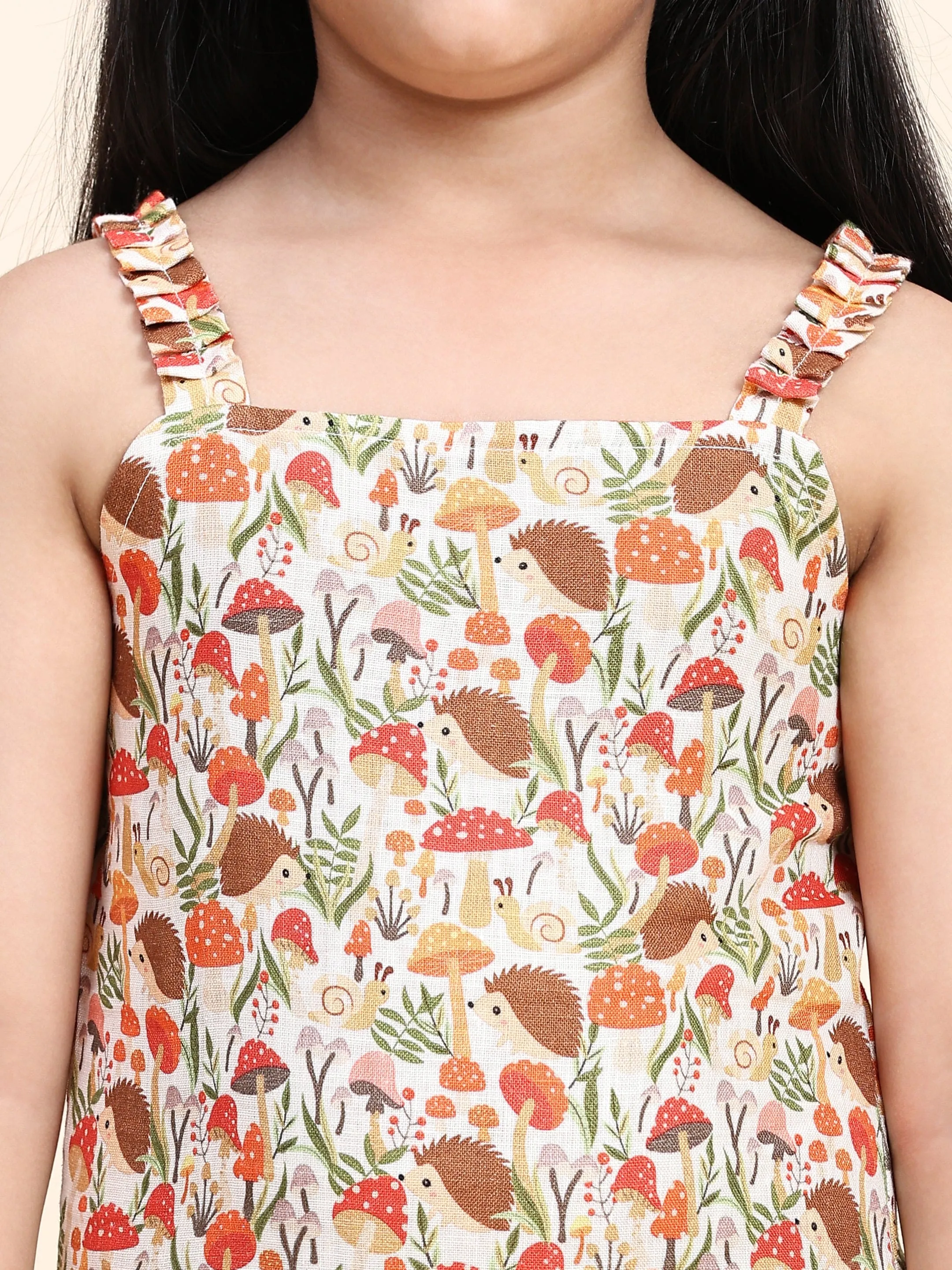 Pre-Order: Mushroom Print Pure Linen Dress