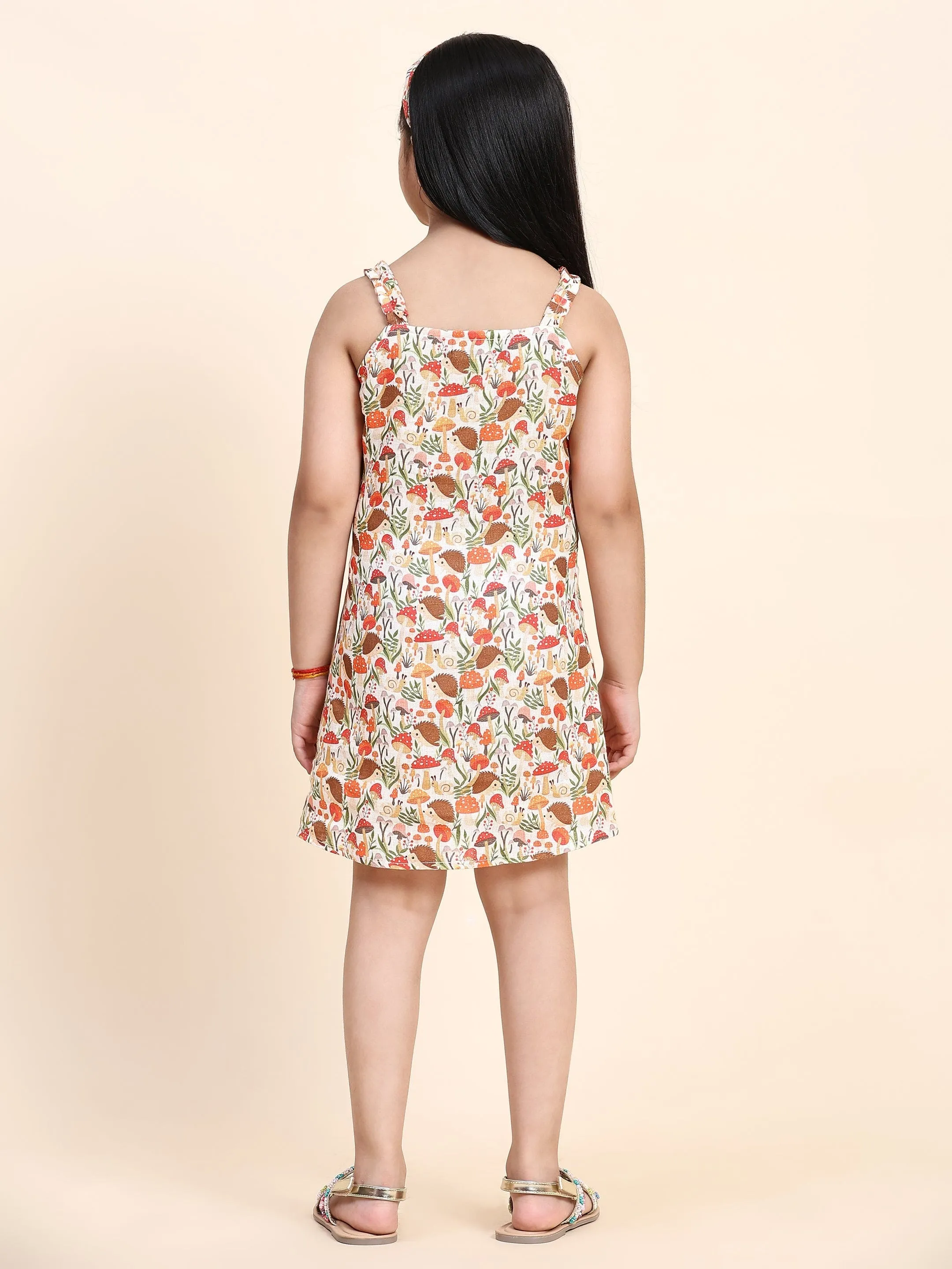 Pre-Order: Mushroom Print Pure Linen Dress