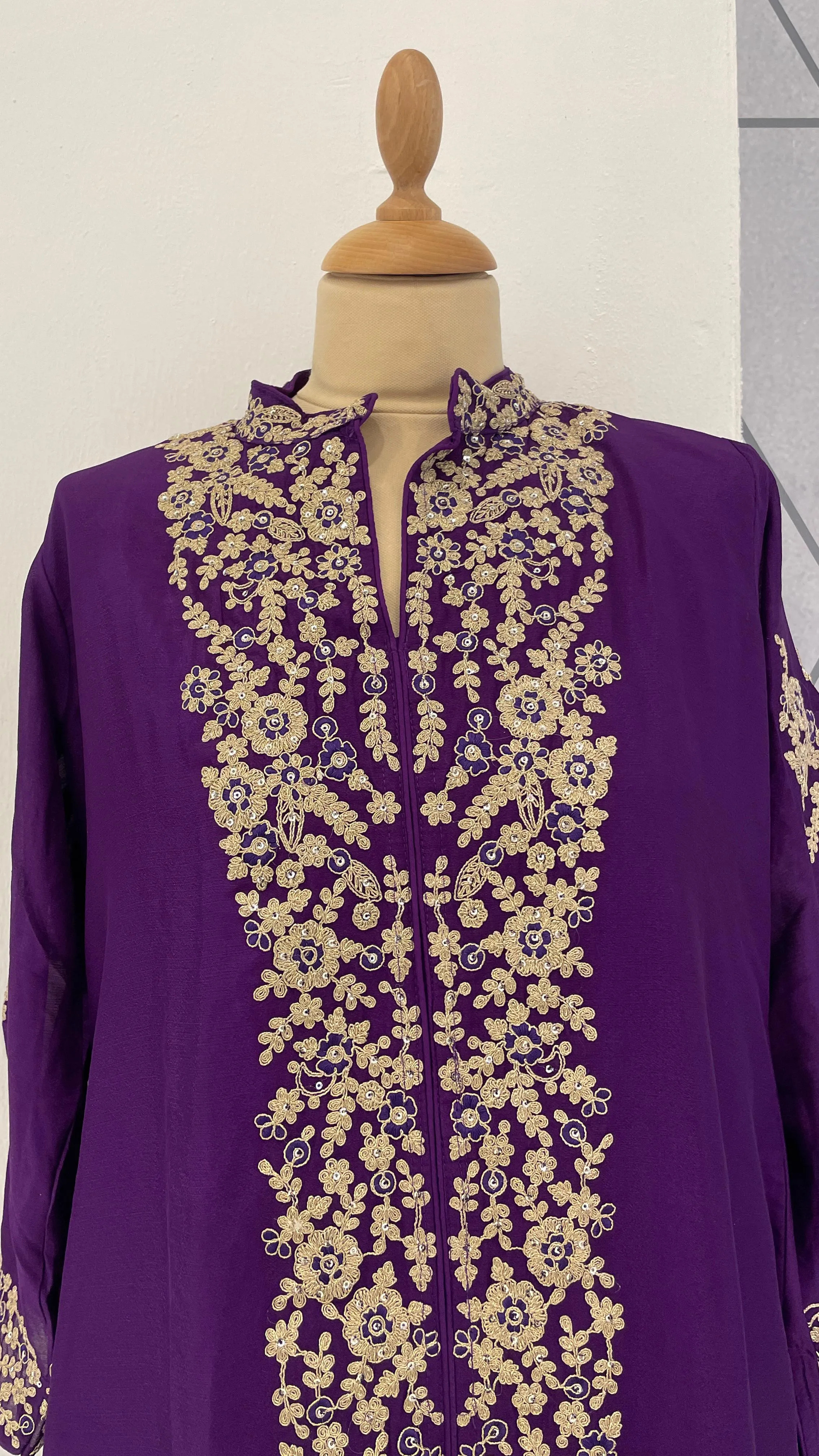 Purple Short Kurti with Palazzo Sets (Ready to Wear)