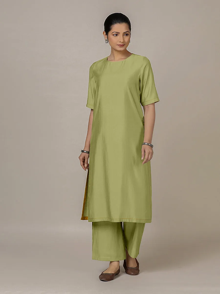 Riya x Rozaana | A Line Kurta in Pista Green with Thread Work | Coords or Only Kurta