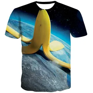 Space T shirts Men Banana Peel Tshirts Cool Universe Tshirt Anime Novel T shirts Funny