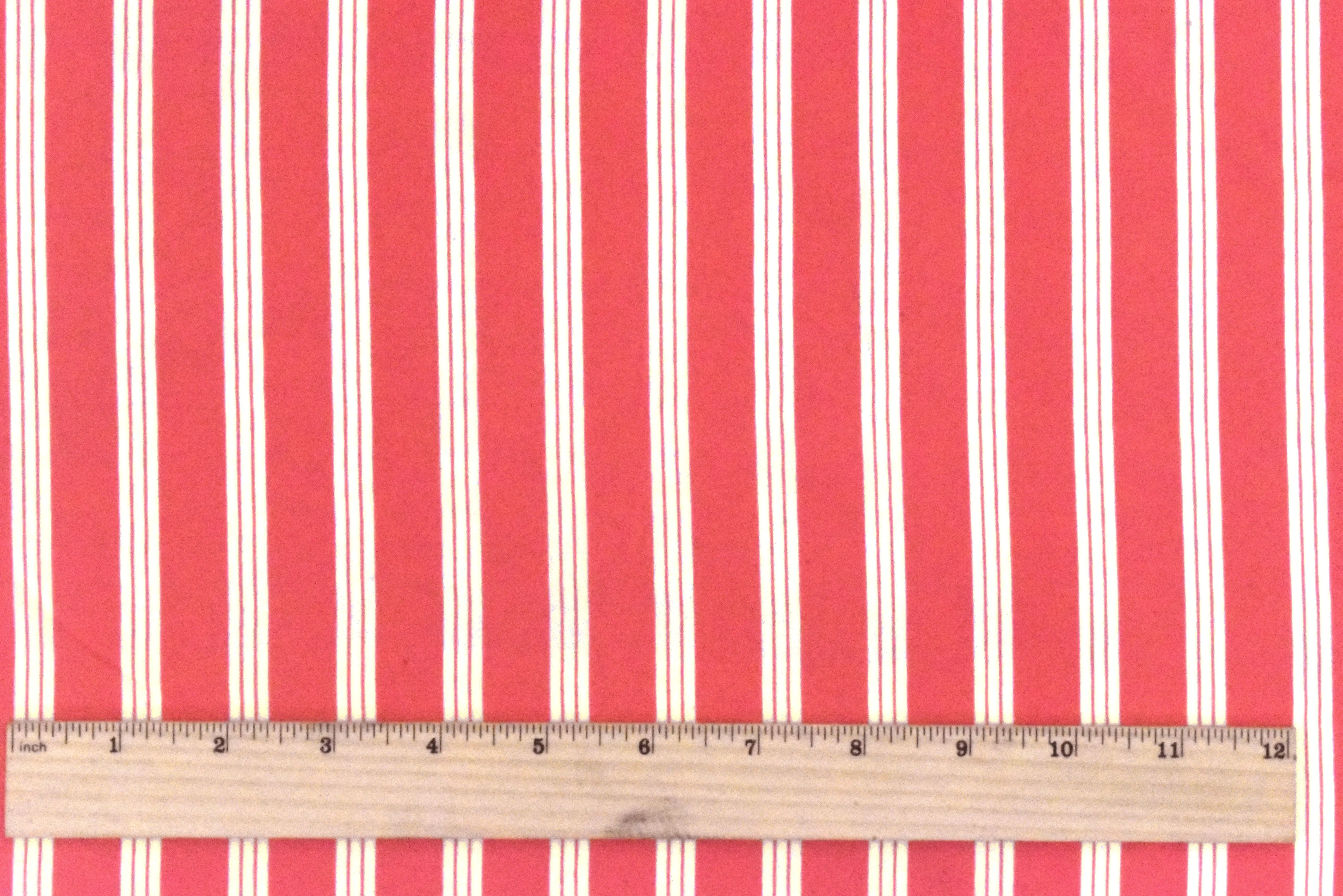 Watermelon Pink-Ivory Stripe Printed Silk Faille Woven Fabric