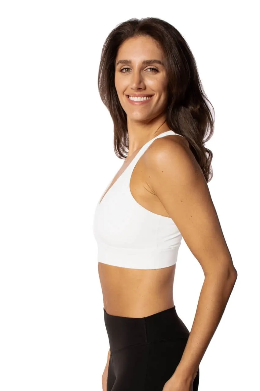 White Crossover Sports Bra