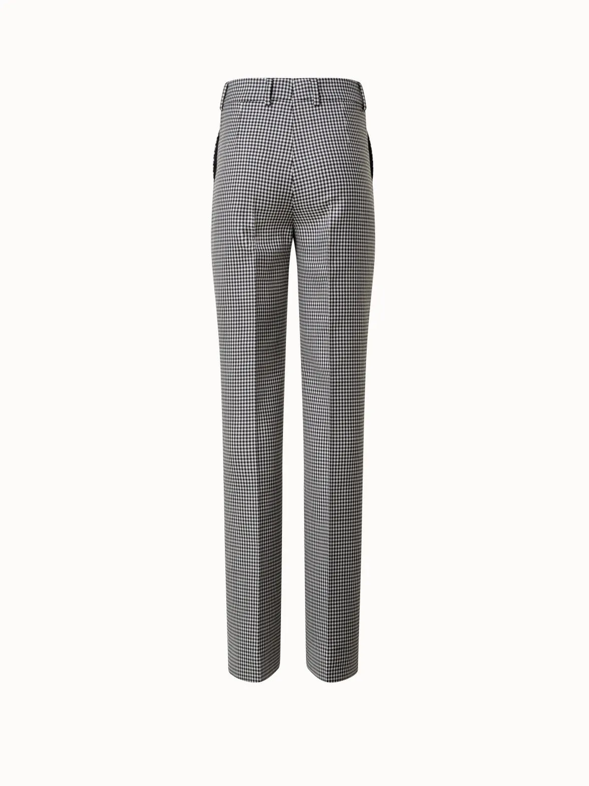 Wide Straight Leg Vichy Pants in Wool Double-Face