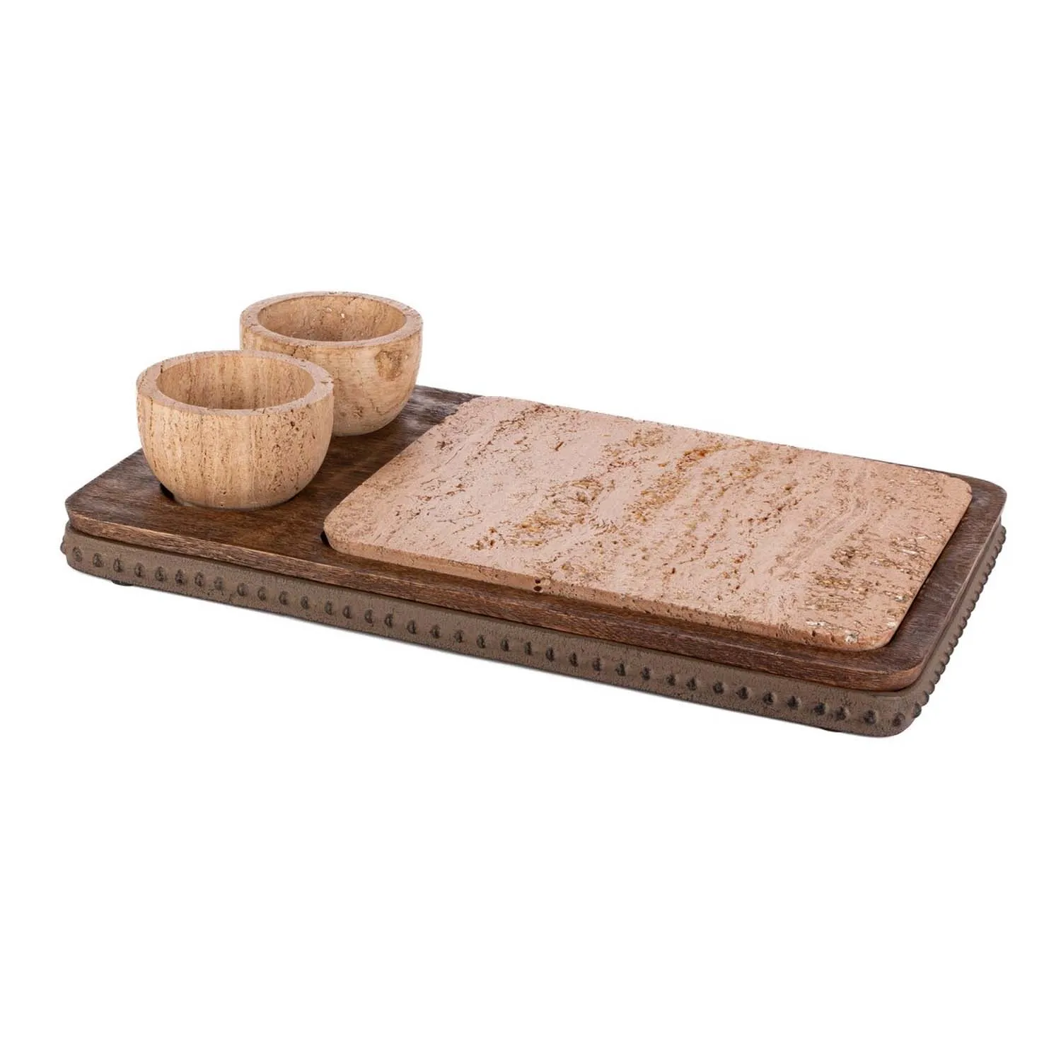 Wood Marble Charcuterie Server